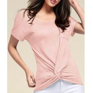 Venus Knot Front Boat Neck Off Shoulder Short Sleeve T Shirt Womens Size L